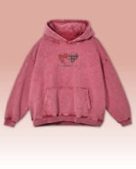 Bluza oversize z kapturem <br>Serce Pełne Miłości <br>Haft, Efekt sprania, edycja RED